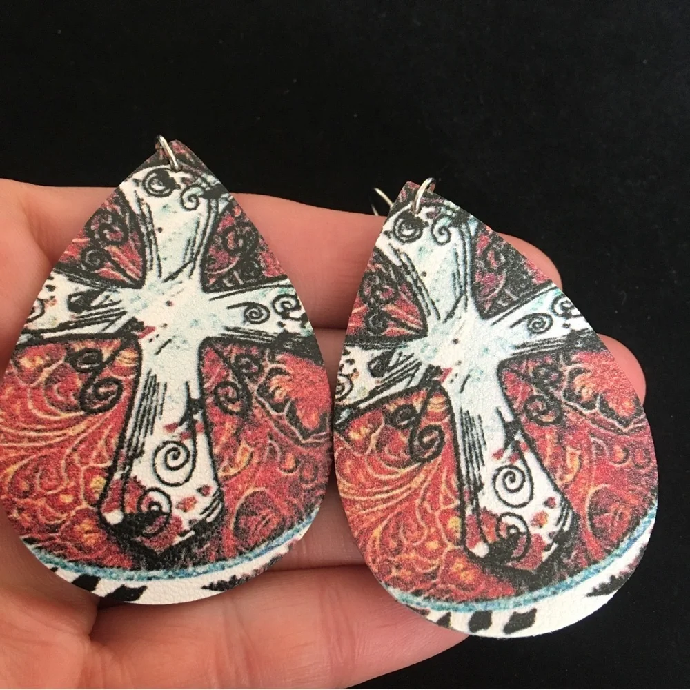 Cross Art Hook Dangle Fashion Earrings